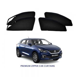 Premium Magnetic Curtain with Zipper for Baleno  - Black